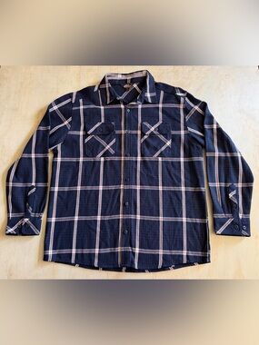 Pacific Trail Men’s XL Heavyweight Plaid Flannel Shirt 100% Cotton Navy Red